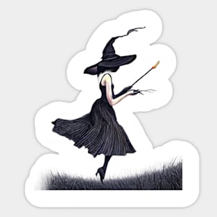 Illustration witch on a broomstick Sticker